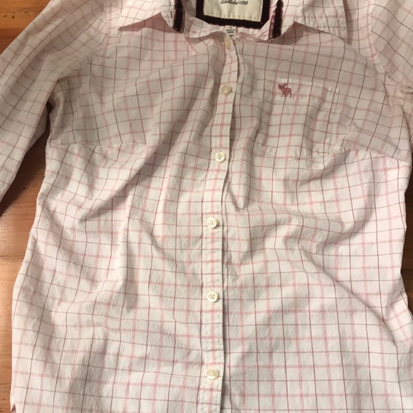 Abercrombie & Fitch pink plaid women’s button down - Picture 6 of 11